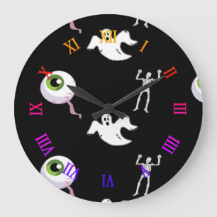 Halloween patroon op zwarte grote klok