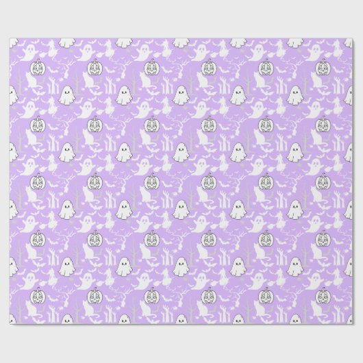 Halloween patroon. Spooky en schattig.b L Paarse B Cadeaupapier (Vlak)