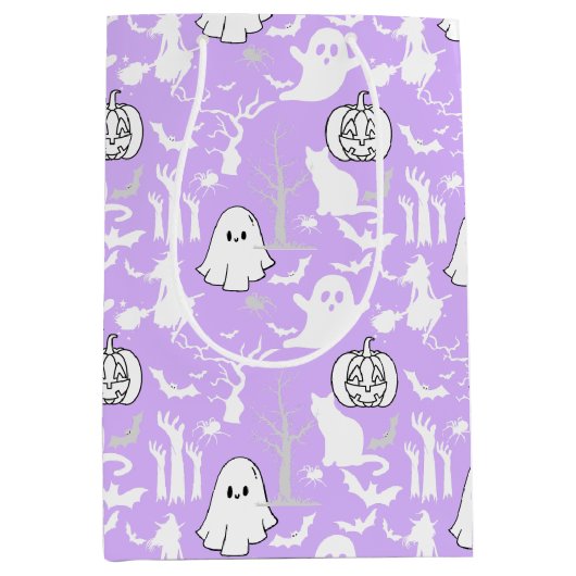Halloween patroon. Spooky en schattig.b L Paarse B Medium Cadeauzakje (Voorkant)