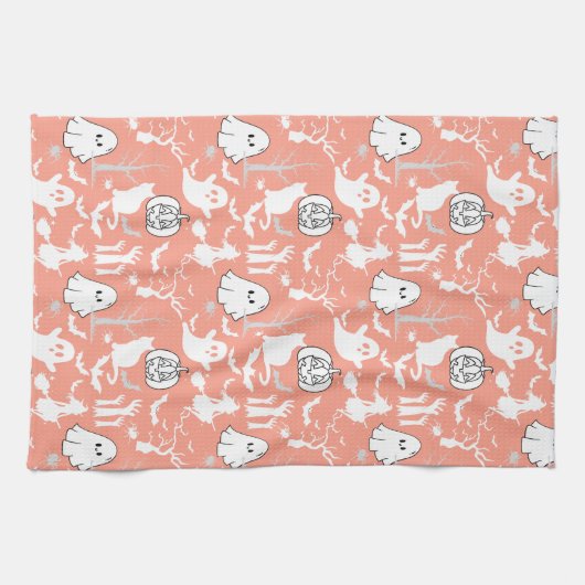 Halloween patroon. Spooky en schattig.b L Sinaasap Theedoek (Horizontaal)