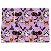 Halloween patroon. Spooky en schattig L Paarse BG Groot Cadeauzakje (Voorkant)