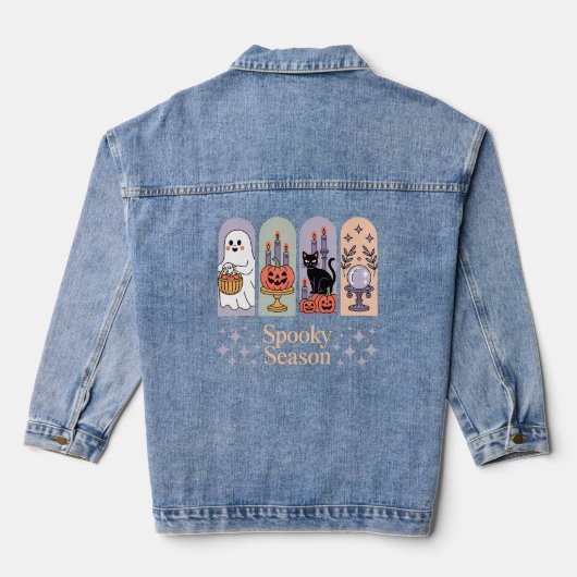 Halloween patroon Spooky seizoen Denim Jacket (Achterkant)
