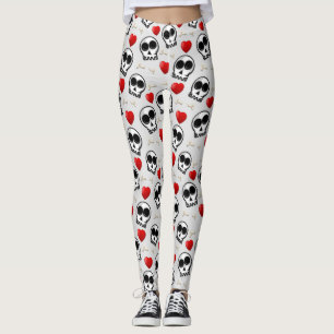 Halloween Patroon voor Skulls & Red Hearts Leggings