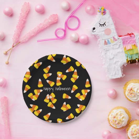 Halloween patroon willekeurige snoepstukken papieren bordje (Feest)