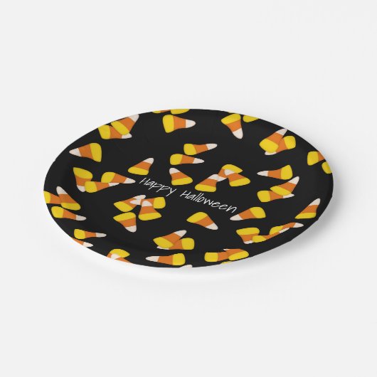Halloween patroon willekeurige snoepstukken papieren bordje (Gekanteld)
