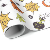 Halloween Patroon Wit Cadeaupapier (Rol Hoek)