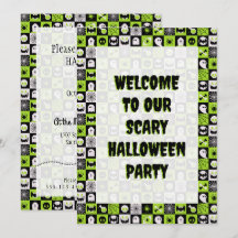 HALLOWEEN - Patroon - Zwarte groene uitnodigingsic