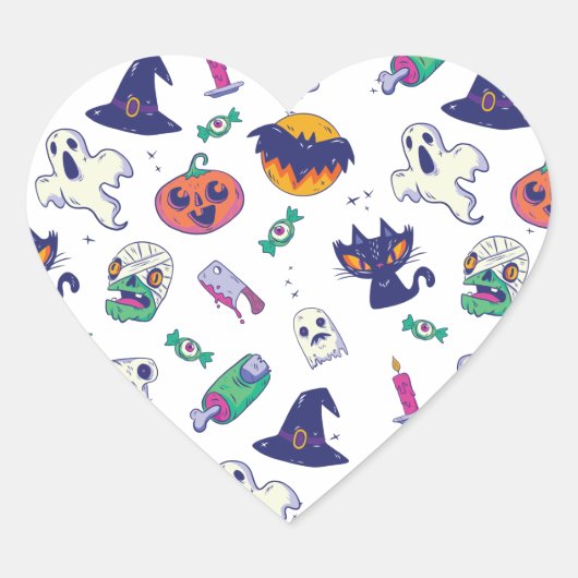 Halloween patroondecoratie hart sticker (Voorkant)