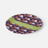 Halloween Pattern - Cute Bat Cat Pumpkin Ghost Papieren Bordje (Gekanteld)