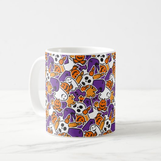 Halloween Pattern Koffiemok (Voorkant links)