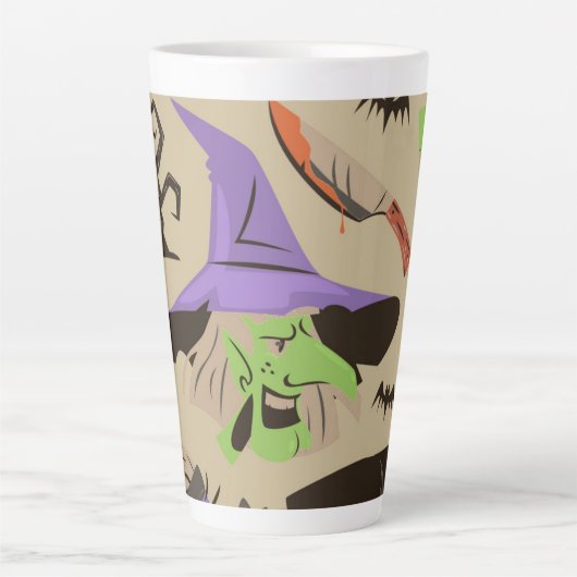 Halloween  Pattern Latte Mok (Voorkant)