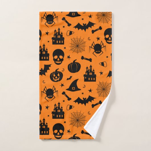 Halloween Pattern Oranje en Black Bad Handdoek (Handdoek)