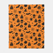 Halloween Pattern Oranje en Black Fleece Deken (Voorkant)