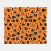 Halloween Pattern Oranje en Black Fleece Deken (Voorkant (Horizontaal))