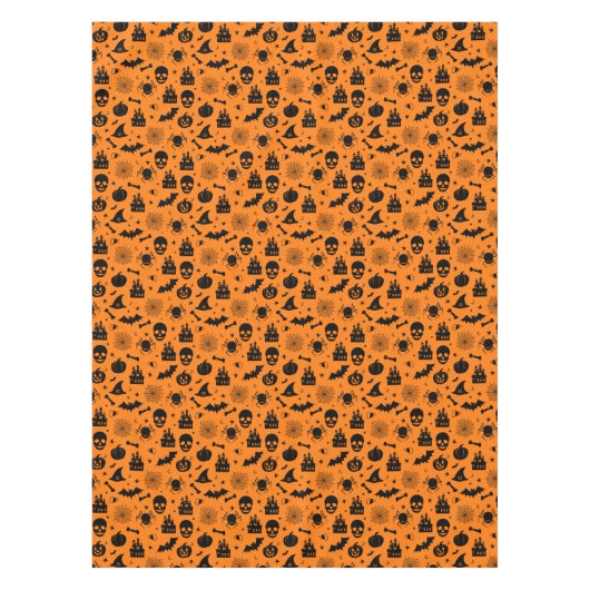 Halloween Pattern Oranje en Black Tafelkleed (Voorkant)