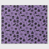 Halloween Pattern Paars en Black Cadeaupapier (Vlak)