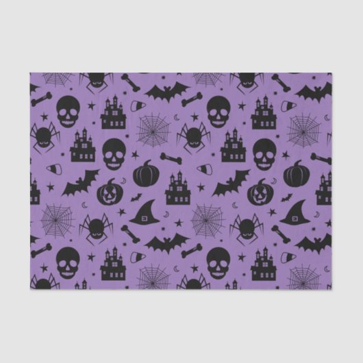Halloween Pattern Paars en Black Tissuepapier (Voorkant)