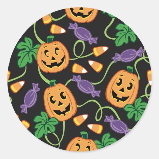 HALLOWEEN PATTERN RONDE STICKER (Voorkant)