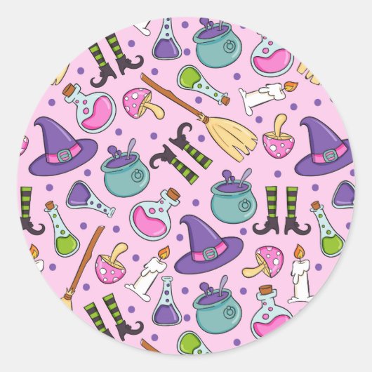 Halloween Pattern Ronde Sticker (Voorkant)