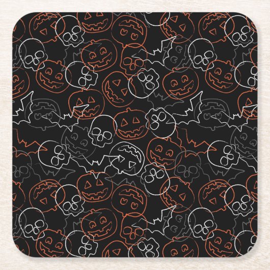 Halloween Pattern Vierkante Kartonnen Onderzetter (Voorkant)