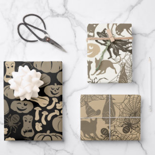 Halloween Pattern Witch Pet Cat Spider 3 Neutraal Inpakpapier Vel