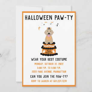 Halloween Pawty Golden Retriever Dog Kaart