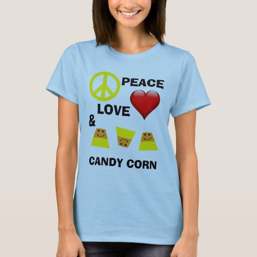 Halloween Peace Love en Candy Corn T-shirt (Voorkant)