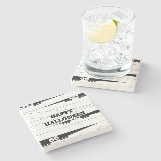 Halloween Peeking Mummy Stenen Onderzetter (Zijkant)