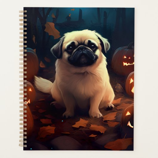Halloween Pekingese Avec Peur Citrouille (Devant)