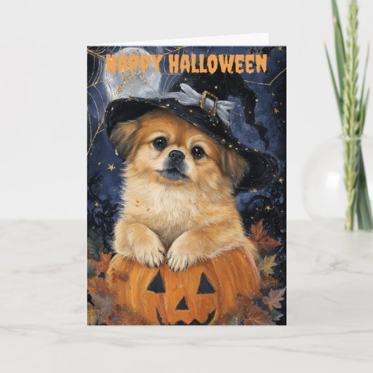 Halloween Pekingese Dog Feestdagen Kaart (Voorkant)