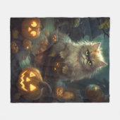 Halloween Persian Kat met pompoenen eng Fleece Deken (Voorkant (Horizontaal))