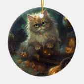 Halloween Persian Kat met pompoenen eng Keramisch Ornament (Voorkant)