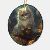Halloween Persian Kat met pompoenen eng Keramisch Ornament (Links)
