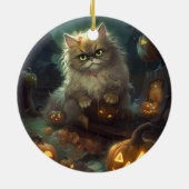 Halloween Persian Kat met pompoenen eng Keramisch Ornament (Achterkant)