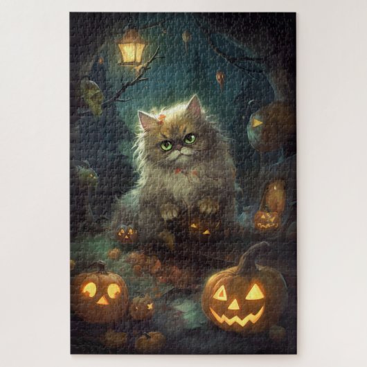 Halloween Persian Kat met pompoenen eng Legpuzzel (Verticaal)
