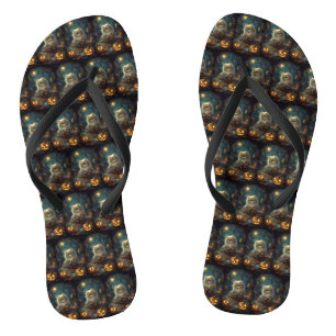 Halloween Persian Kat met pompoenen eng Teenslippers