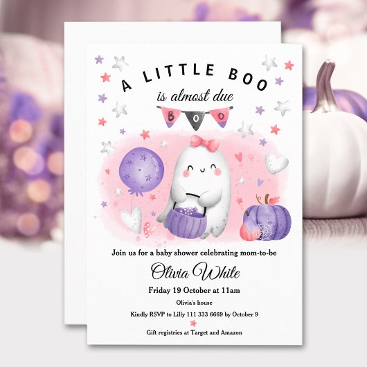 Halloween Petit Boo Baby Girl Douche Invitation