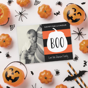 Halloween Photo Boo Pumpkin-fotokaart Kaart