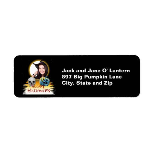 Halloween Photo, Skull & Jack o' Lantern Labels (Voorkant)