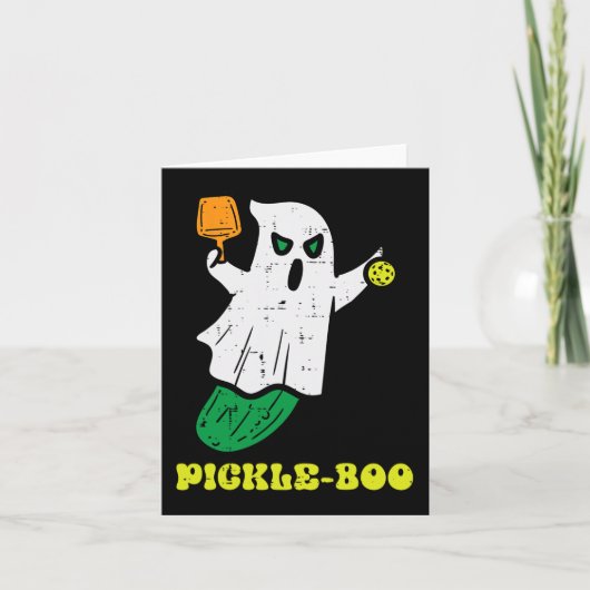 Halloween Pickleball Pickle Boo Ghost Kostuum Mann Kaart (Voorkant)