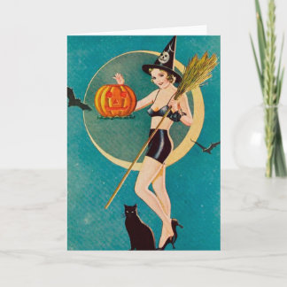 Halloween Pin-Up Girl Witch Kaart