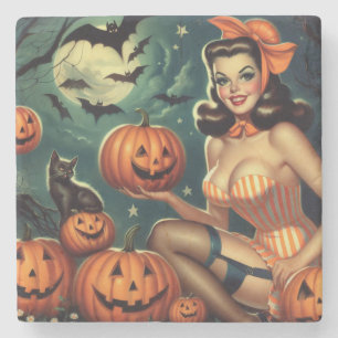  Halloween Pin Up Stenen Onderzetter
