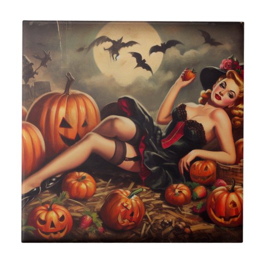 Halloween Pin Up Tegeltje (Voorkant)