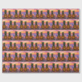 Halloween Pineapple Jack-o-lanterns On a Beach Cadeaupapier (Vlak)