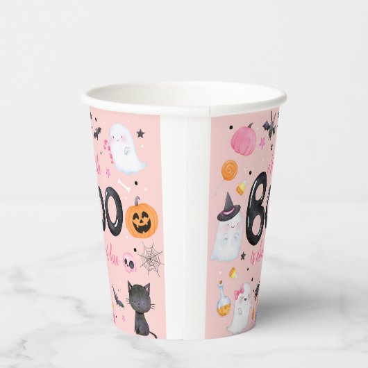 Halloween Pink Ghost Baby shower Paper Cup Papieren Bekers (Rechts)