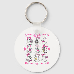 Halloween Pink Ghost Lees meer Boeken Spooky Boo T Sleutelhanger