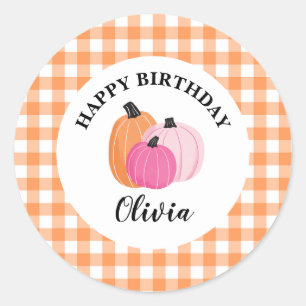 Halloween Pink Pumpkins Oranje Pset Birthday Ronde Sticker