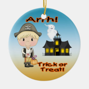 Halloween Pirate Boy Round Ornament