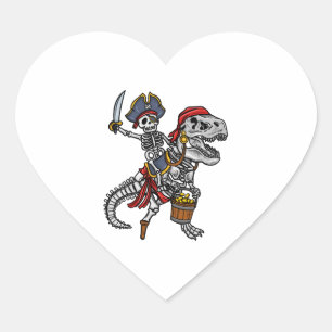 Halloween Pirate Dinosaur Skeleton Hart Sticker