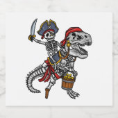 Halloween Pirate Dinosaur Skeleton Sparkling Wijnetiket (Enkel label)